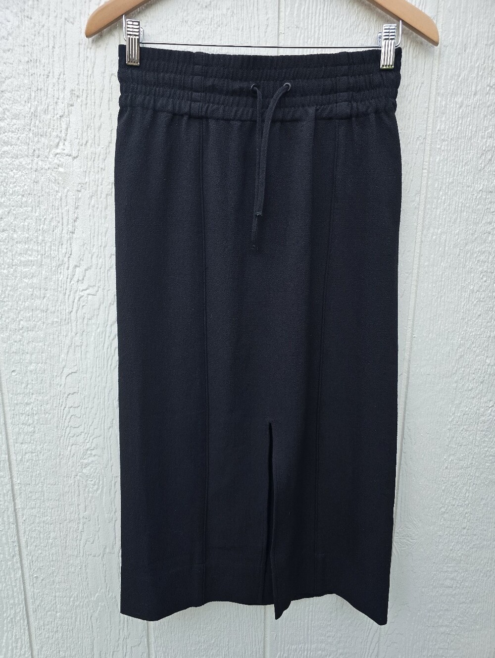 Ganni Black Drawstring Midi Skirt with Front Slit 36 S/M